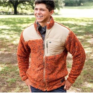NWT SOUTHERN MARSHA BLUE RIDGE SHERPA JACKET IN BURNT ORANGE SIZE MEDIUM MENS